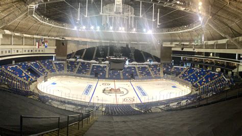 Crown coliseum arena - at crown complex. This versatile five-venue complex is comprised of over 105,000 square feet of multi-purpose space. This includes a 10,000-seat coliseum that was built in 1997; a renovated 4,500-seat vintage arena; a 2,400-seat intimate theatre; a 60,000 sq. ft adaptable expo center; and 9,000 sq.ft. elegant ballroom.